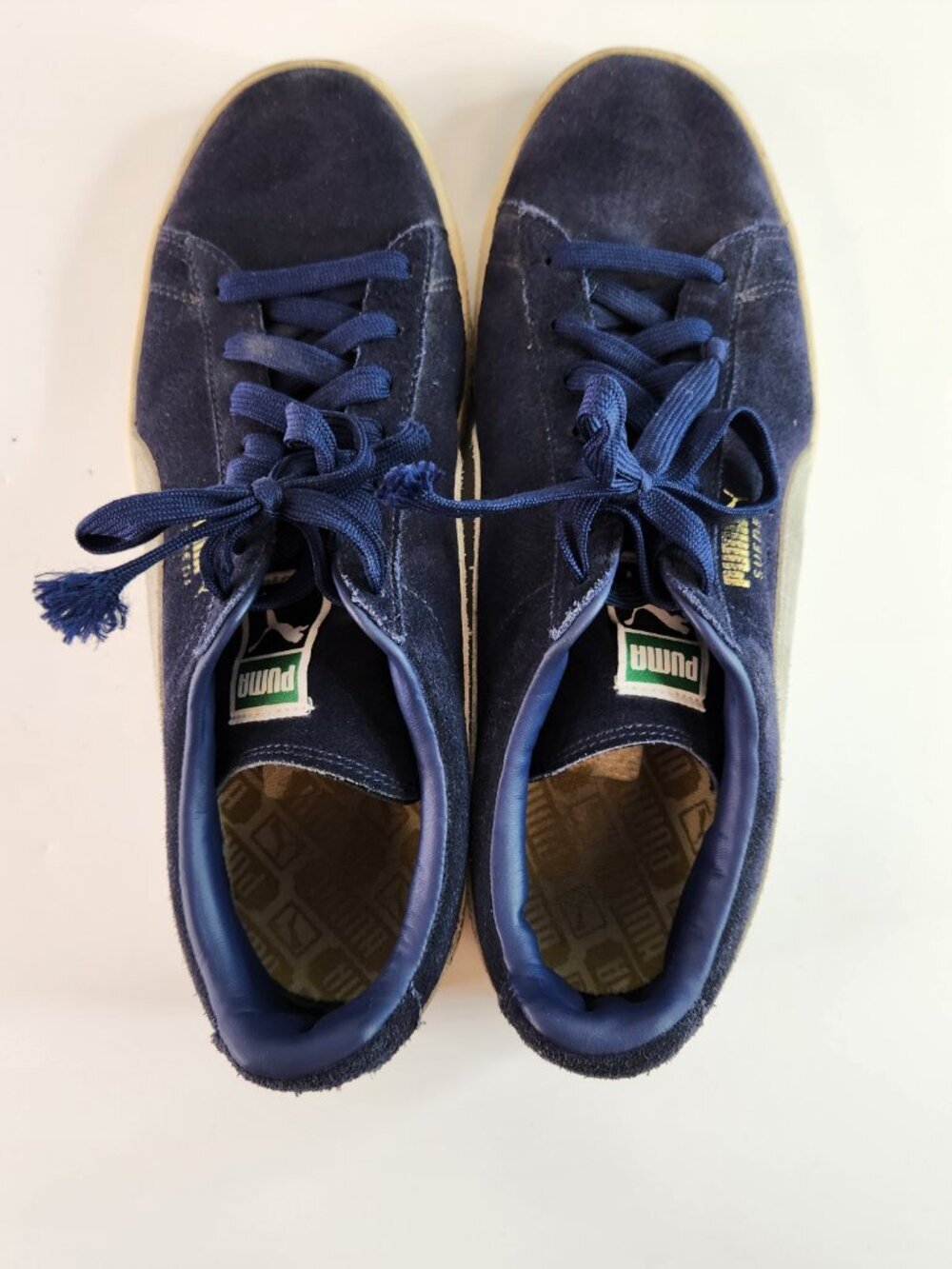 Puma Blue Suede Shoes Mens Size 10 Sneakers Gold Logo - Picture 7 of 9